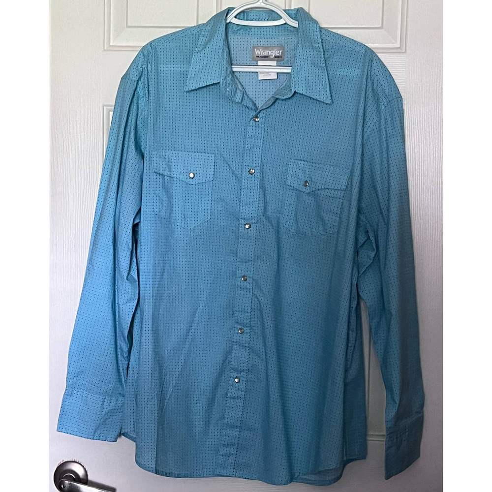 Wrangler Wrancher‎ Shirts Men's Pearl Button Front Long Sleeve Size XXL